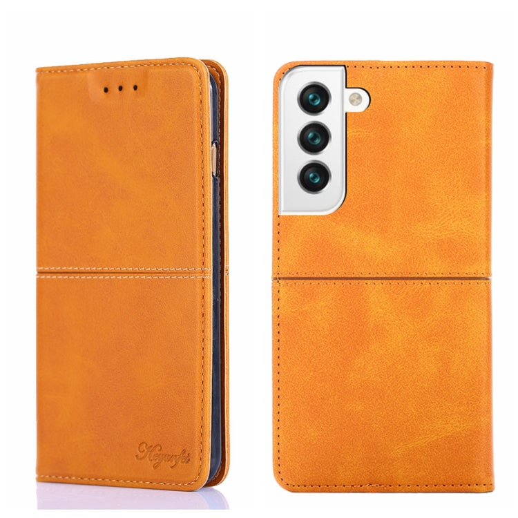 Para Samsung Galaxy S22+ Cow Texture Magnetic Horizontal Flip Cuero Caja (marrón claro)