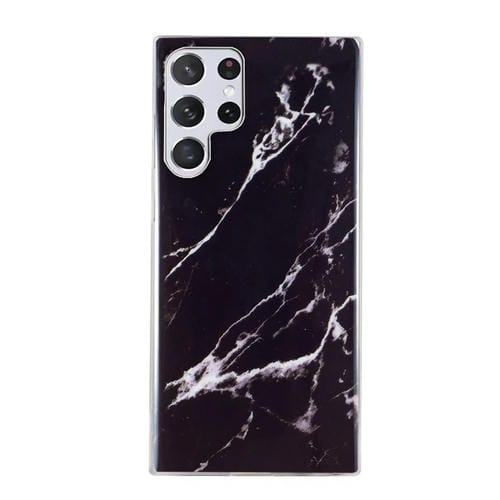 Para Samsung Galaxy S22 Ultra 5G IMD Marble Pattern TPU Phone Case (Negro)
