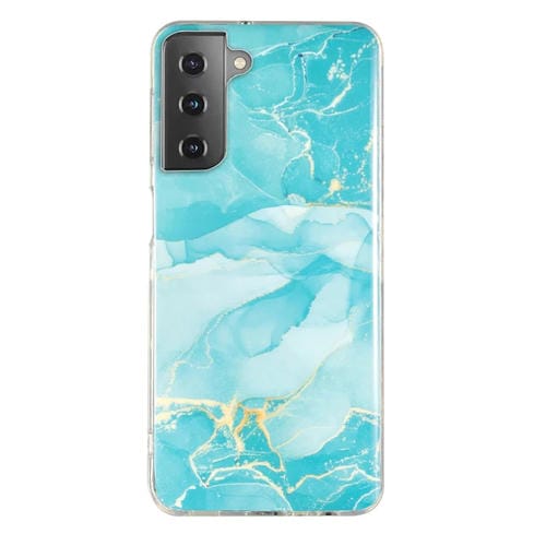 Para Samsung Galaxy S21 FE 5G IMD Marble Pattern TPU Phone Case (Verde)