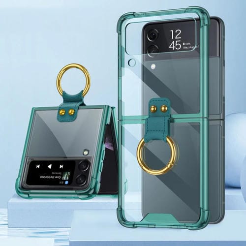 Para Samsung Galaxy Z Flip4 GKK Airbag funda protectora para teléfono con anillo (verde)