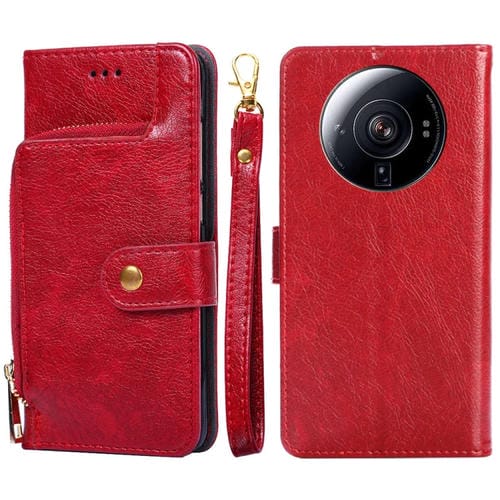 Para Xiaomi 12S Ultra Zipper Bag Funda de cuero para teléfono (Rojo)