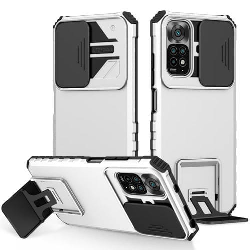 Para Xiaomi Redmi Note 11/11S Global Stereoscopic Holder Sliding Camshield Phone Case (Blanco)