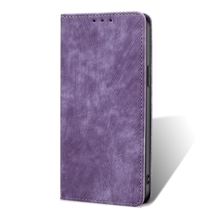 Funda de Cuero Magnética para Huawei Nova 9 Se 4G con Rfid y Cepillo Antirrobo (Púrpura)
