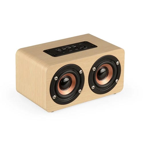Altavoz Bluetooth inalámbrico W5+ Wooden función manos libres (Amarillo claro)