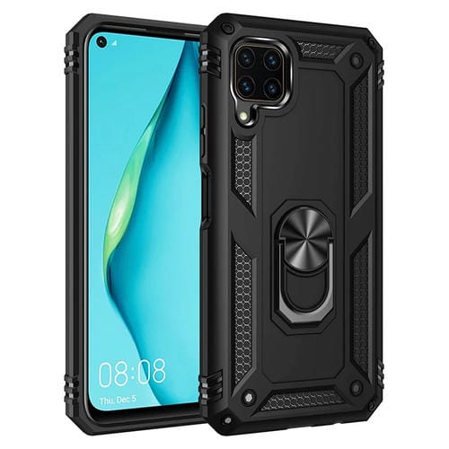 Para Huawei P40 Lite Funda protectora TPU + PC a prueba de golpes con soporte giratorio de 360 grados (Negro)