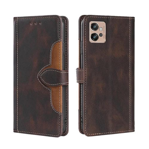 Funda de Cuero con Hebilla Magnética para Motorola Moto G32 4G (Marrón)
