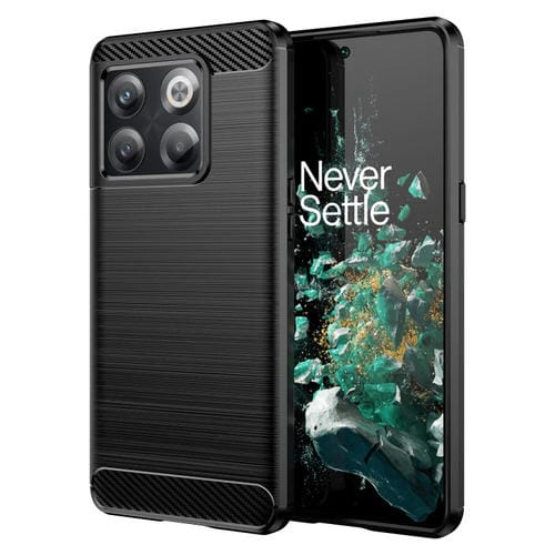 Funda de Teléfono TPU OnePlus 10T Fibra de Carbono Textura Cepillada (Negro)