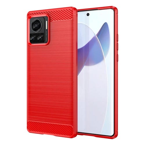 Para Motorola Moto X30 Pro/Edge 30 Funda de teléfono TPU de fibra de carbono con textura ultra cepillada (rojo)