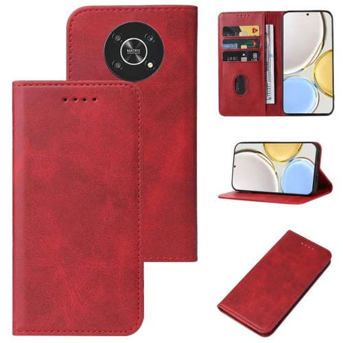 Para Honor Magic4 Lite Funda de cuero con cierre magnético para teléfono (Rojo)