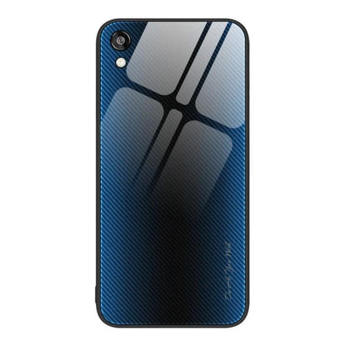 Para Honor Play 3e Texture Gradient Glass TPU Phone Case (Azul)
