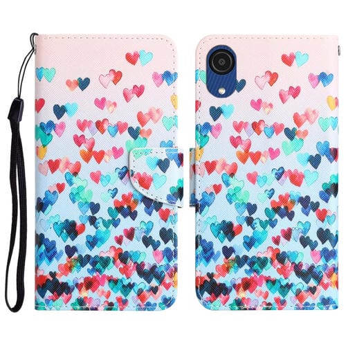 For Samsung Galaxy A03 Core Colored Drawing Leather Phone Case(Heart)