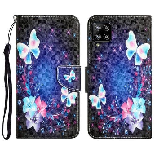 Para Samsung Galaxy A42 Estuche para teléfono de cuero con dibujo coloreado (mariposa)
