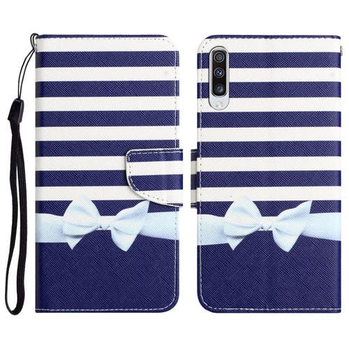 Para Samsung Galaxy A70 Estuche de teléfono de cuero con dibujo coloreado (nudo de lazo)