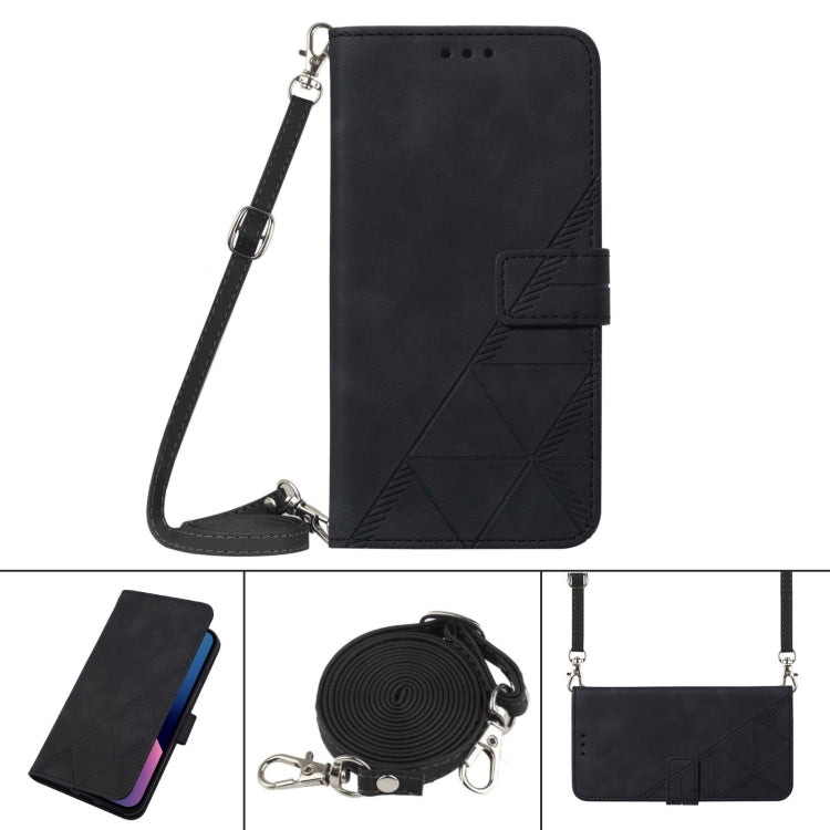 Funda de Cuero con Tapa En Relieve para OnePlus 10T 5G Global Crossbody (Negro)