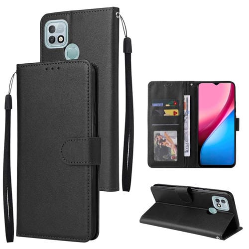 Estuche de Cuero para Infinix Hot 10I con Tapa Horizontal y 3 Ranuras para Tarjetas (Negro)