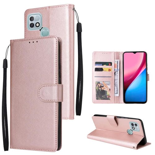 Estuche de Cuero para Infinix Hot 10I con Tapa Horizontal y 3 Ranuras para Tarjetas (Oro Rosa)