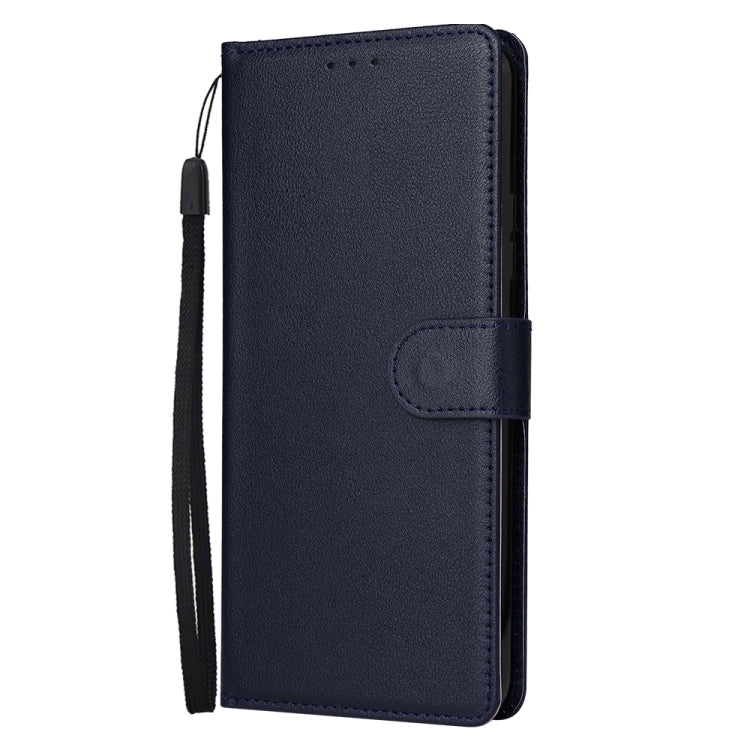 Estuche de Cuero para Infinix Smart 5 con Tapa Horizontal y 3 Ranuras para Tarjetas (Azul Marino)