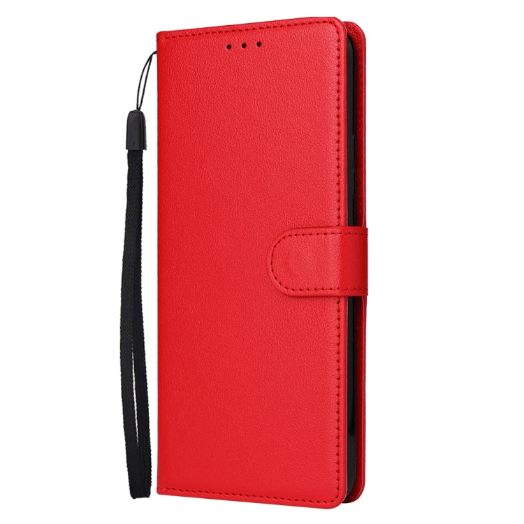 Estuche de Cuero para Infinix Smart 5 con Tapa Horizontal y 3 Ranuras para Tarjetas (Rojo)