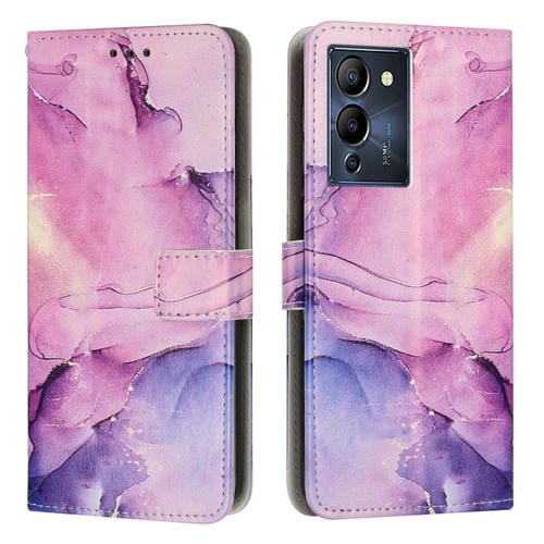 Estuche para Infinix Note 12 G96 de Cuero con Patrón de Mármol Pintado (Púrpura)
