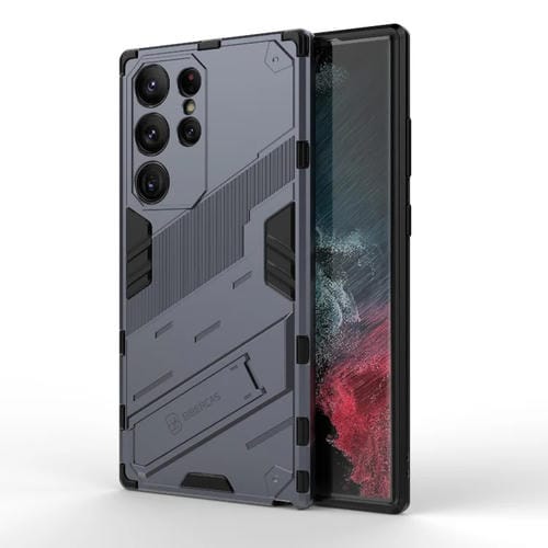 Para Samsung Galaxy S23 Ultra 5G Punk Armor 2 en 1 PC + TPU Funda para teléfono a prueba de golpes con soporte invisible (Gris)