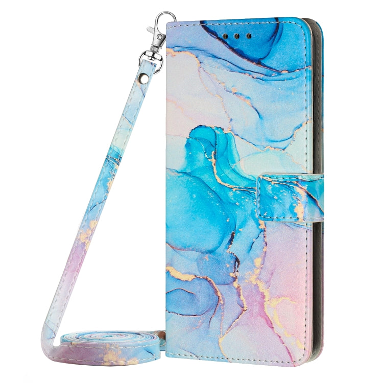 Para Tecno Spark 9 Pro Crossbody Funda de teléfono de cuero con patrón de mármol pintado (rosa verde)