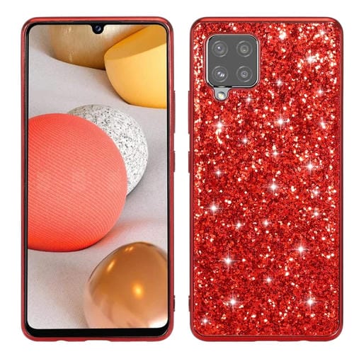 Para Samsung Galaxy A12 5G Glitter Powder Funda de teléfono TPU a prueba de golpes (Rojo)