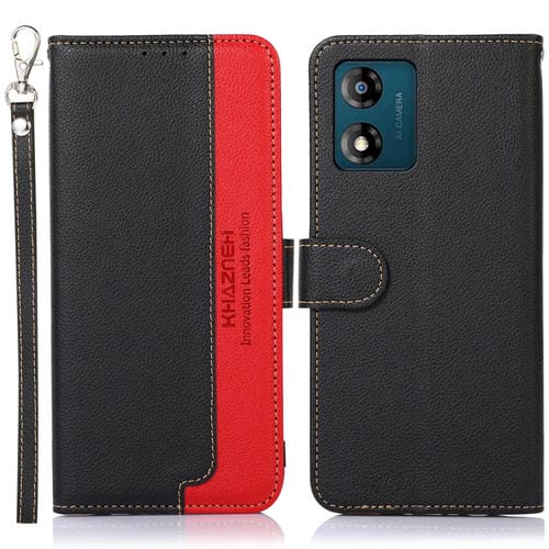 Funda para Motorola Moto E13 Khazneh Cuero con Textura Litchi y Protección RFID (Negro)