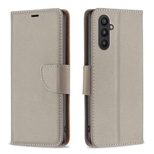 Para Samsung Galaxy A24 4G Litchi Texture Pure Color Leather Phone Case (Gris)