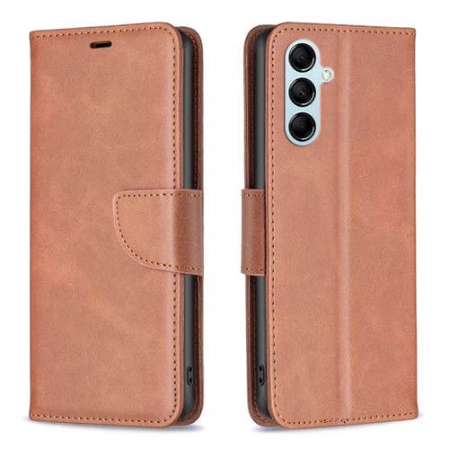Para Samsung Galaxy M14 5G Funda de cuero con textura de piel de cordero (marrĂłn)
