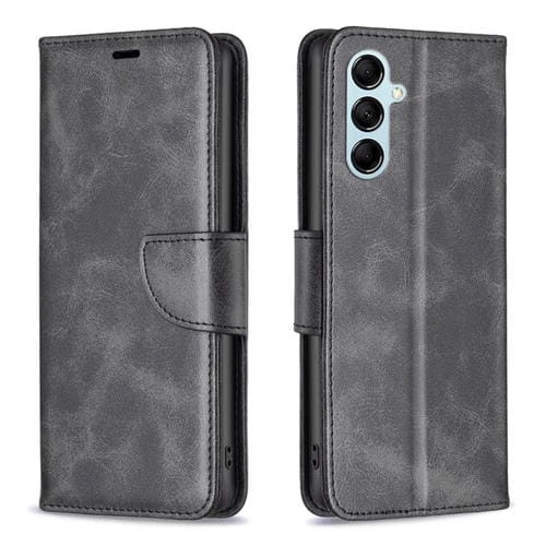 Para Samsung Galaxy M14 5G Funda de cuero con textura de piel de cordero (Negro)