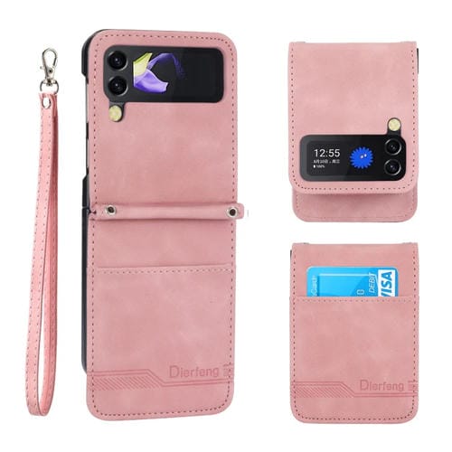 Para Samsung Galaxy Z Flip3 5G Dierfeng Dream Line TPU + PU Funda de cuero para teléfono (rosa)
