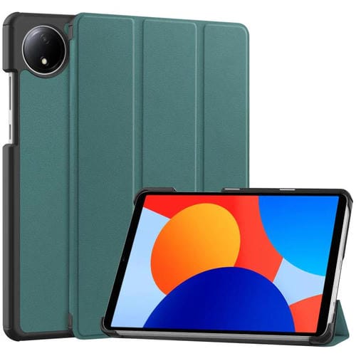 Funda de cuero con textura Custer de 3 pliegues para Xiaomi Redmi Pad SE 8.7 (verde)