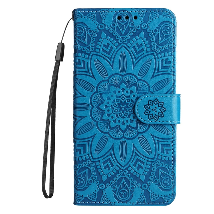 Funda de Piel con Relieve de Girasol para Huawei Nova 13 Pro (Azul)