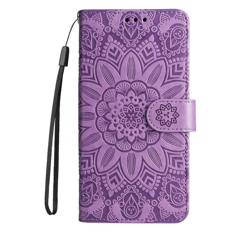 Funda de Piel con Relieve de Girasol para Huawei Nova 13 Pro (Morado)