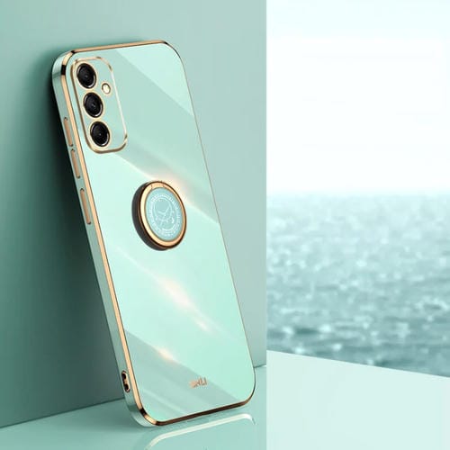 Estuche para Teléfono Xinli Samsung Galaxy A55 TPU Electrochapado 6D Borde Recto Soporte Anillo (Verde Menta)
