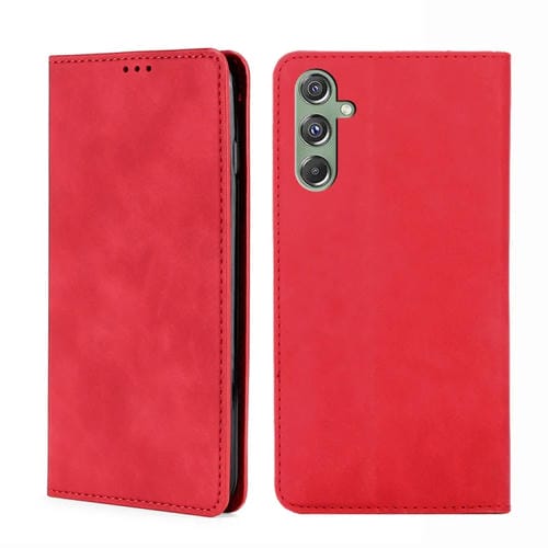 Funda para Samsung Galaxy M34 5G y F34 5G Cuero Magnética Sensación de Piel (Rojo)