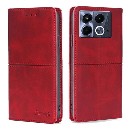 Funda Cuero Magnética Textura de Vaca para Infinix Note 40 5G (Rojo)