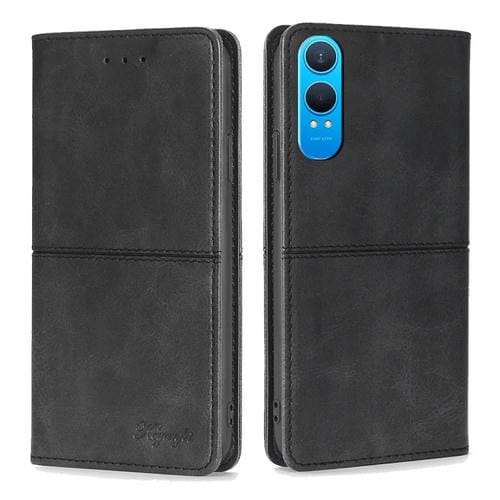 Funda de Cuero Magnética con Textura de Vaca para OnePlus Nord Ce 4 Lite 5G (Negra)