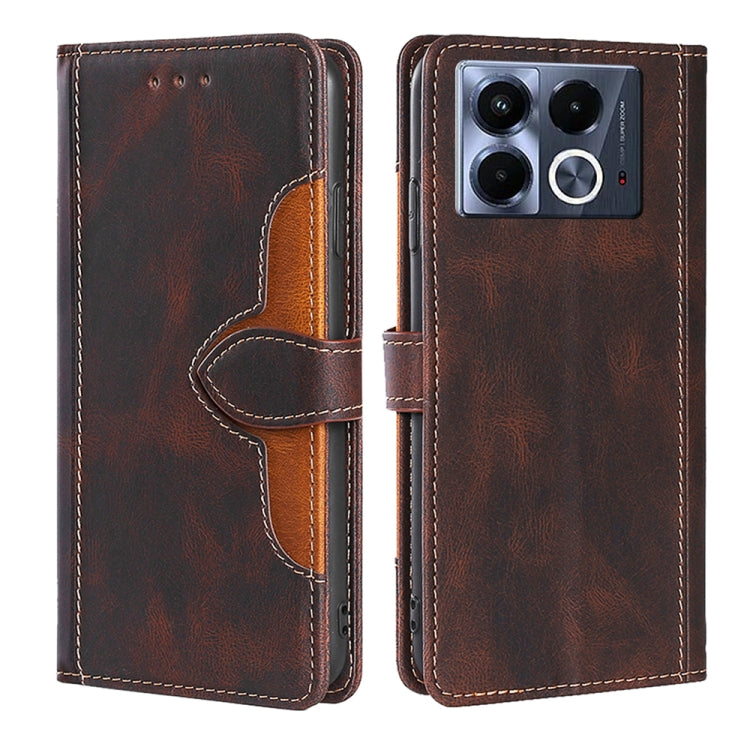 Funda de Cuero con Hebilla Magnética para Infinix Note 40 5G (Marrón)