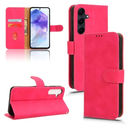 Funda para Samsung Galaxy A35 5G Skin Feel de Cuero con Tapa Magnética (Rojo Rosa)