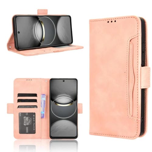 Funda de Piel con Textura de Becerro para Tecno Spark 30 4G con Ranuras para Tarjetas (Rosa)