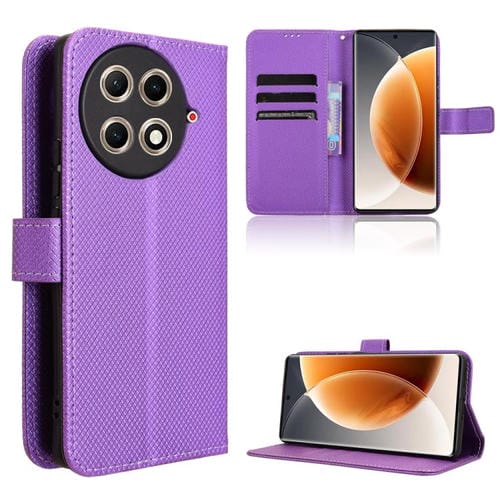 Funda de Cuero con Textura de Diamante para Tecno Camon 30S 4G y 30S Pro 4G (Morado)