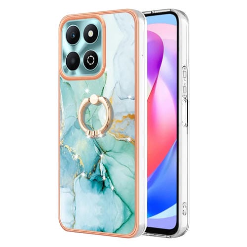 Funda para Teléfono Honor X6B con Soporte para Anillo y Revestimiento Mármol Imd TPU (Verde)
