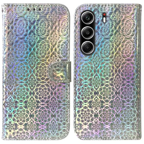 Funda de cuero con hebilla magnética para Tecno Camon 40 Pro 4G (plateada)