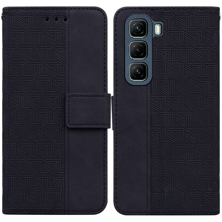 Funda de Cuero con Relieve Geométrico para Infinix Hot 50 4G (Negro)