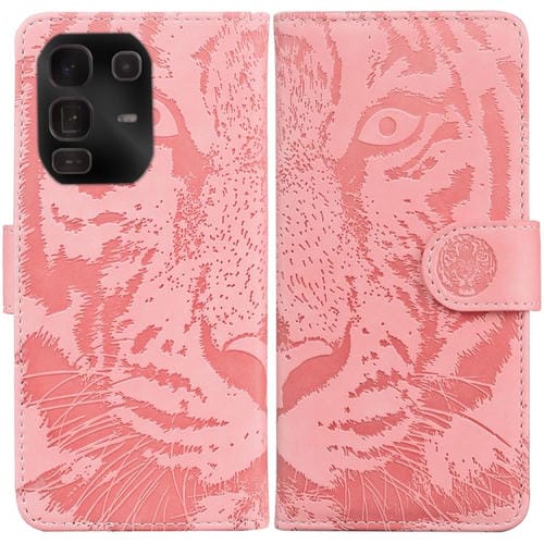 Funda de cuero con tapa y estampado de tigre para Infinix Note 50 Pro+ (rosa)