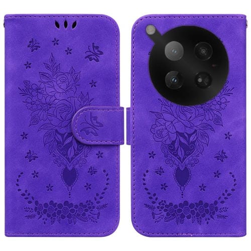 Funda de cuero con relieve de mariposa rosa para Infinix Zero 40 4G/5G (morado)