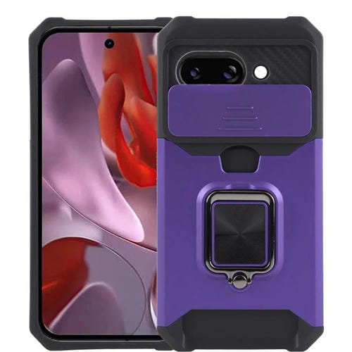 Funda Protectora para Cámara y Ranura para Tarjetas Google Pixel 9A PC y TPU (Morado)
