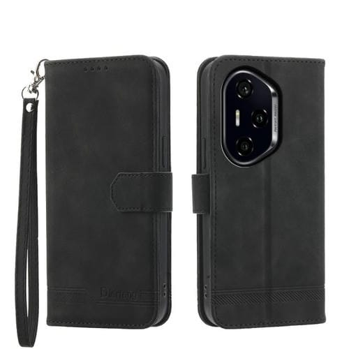 Funda de Teléfono Híbrida Dierfeng Dream Line Cuero Sintético TPU para Honor 300 Pro/300 Ultra (Negra)