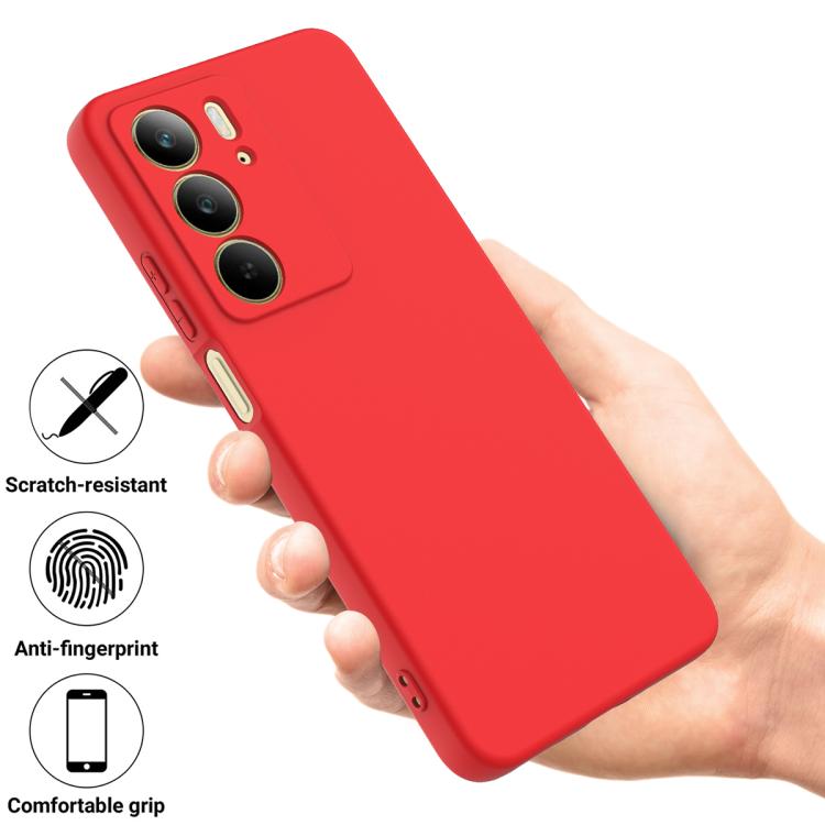 Funda de Silicona Líquida a Prueba de Golpes para Realme C75X (Color Rojo)